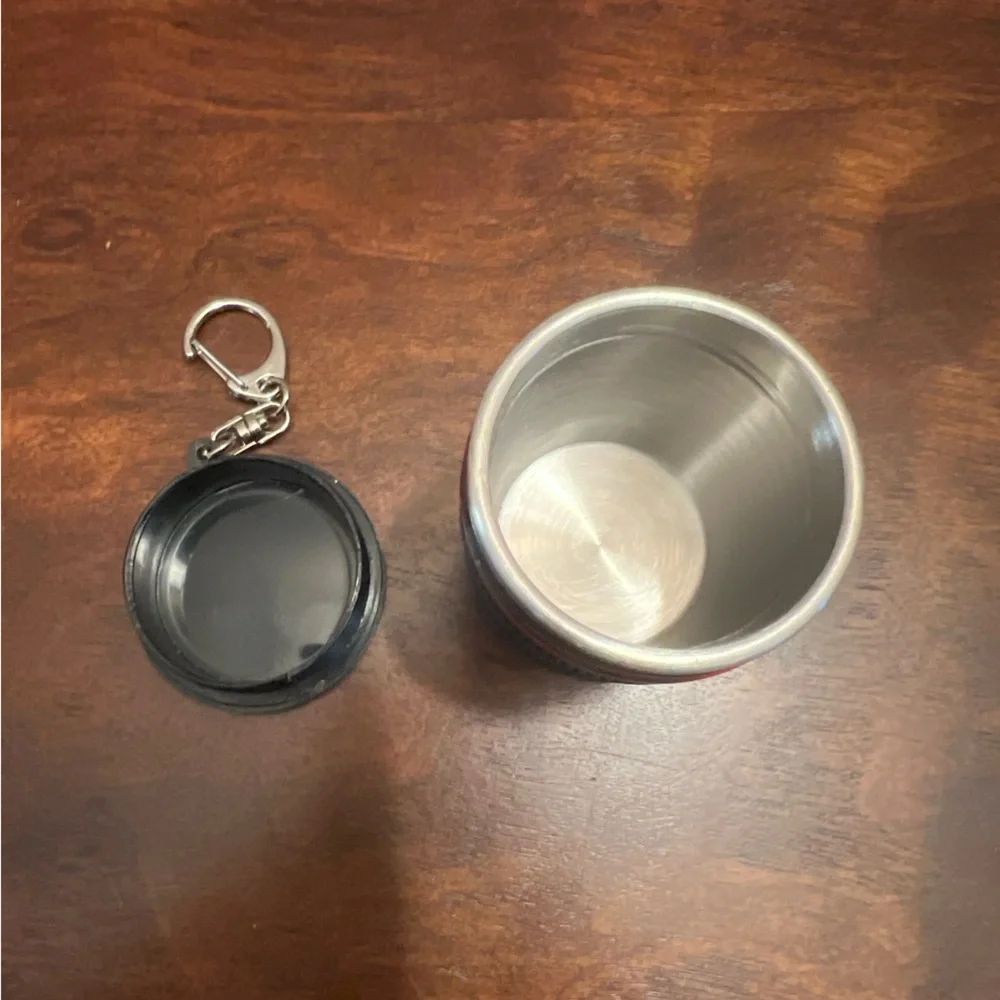 Camera Lens Small Shotglass Cup with Keychain - Black